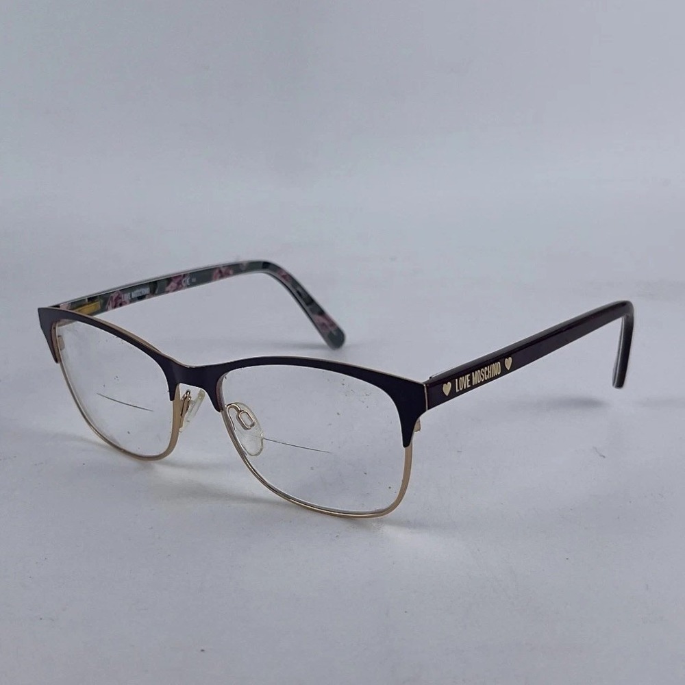 Love Moschino MOL526 0T7 Unisex Eyeglasses Frame Black Cat Eye Half Rim 145mm